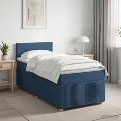 Κρεβάτι box spring με στρώμα Μπλε 90 x 200 cm Ύφασμα 3451383