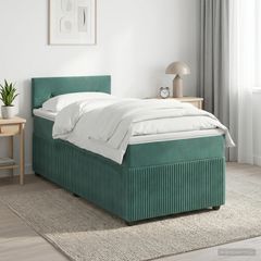 Κρεβάτι box spring με στρώμα Σκούρο Πράσινο 90 x 200 cm Βελούδο 3451604