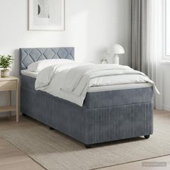 Κρεβάτι box spring με στρώμα Σκούρο Γκρι 90 x 200 cm Βελούδο 3451608