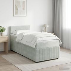 Κρεβάτι box spring με στρώμα Ανοιχτό γκρι 100 x 200 cm Βελούδο 3451619