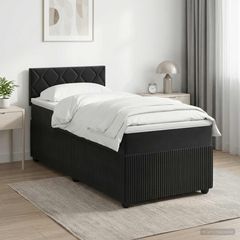 Κρεβάτι box spring με στρώμα Μαύρο 100 x 200 cm Βελούδο 3451627