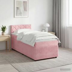 Κρεβάτι box spring με στρώμα Ροζ 100 x 200 cm Βελούδο 3451630