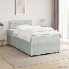 Κρεβάτι box spring με στρώμα Ανοιχτό γκρι 120 x 190 cm Βελούδο 3451631