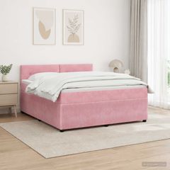 Κρεβάτι box spring με στρώμα Ροζ 140 x 200 cm Βελούδο 3451696