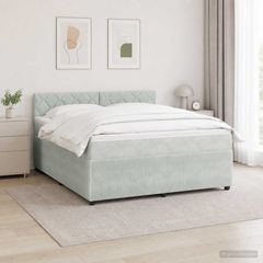 Κρεβάτι box spring με στρώμα Ανοιχτό γκρι 140 x 200 cm Βελούδο 3451697