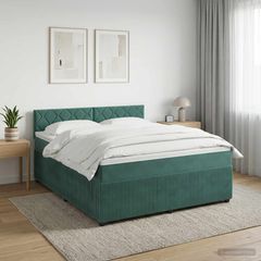 Κρεβάτι box spring με στρώμα Σκούρο Πράσινο 140 x 200 cm 3451700