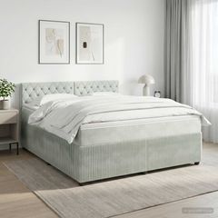 Κρεβάτι box spring με στρώμα Ανοιχτό γκρι 160 x 200 cm Βελούδο 3451703