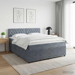 Κρεβάτι box spring με στρώμα Σκούρο Γκρι 160 x 200 cm Βελούδο 3451704