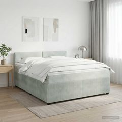 Κρεβάτι box spring με στρώμα Ανοιχτό γκρι 160 x 200 cm Βελούδο 3451709