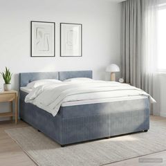 Κρεβάτι box spring με στρώμα Σκούρο Γκρι 160 x 200 cm Βελούδο 3451710