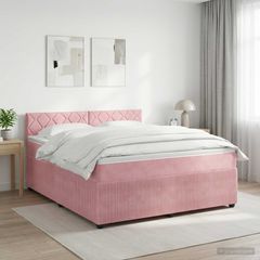 Κρεβάτι box spring με στρώμα Ροζ 160 x 200 cm Βελούδο 3451720