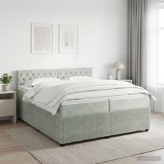 Κρεβάτι box spring με στρώμα Ανοιχτό γκρι 200 x 200 cm Βελούδο 3451739