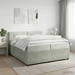 Κρεβάτι box spring με στρώμα Ανοιχτό γκρι 200 x 200 cm Βελούδο 3451745