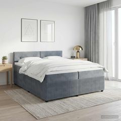 Κρεβάτι box spring με στρώμα Σκούρο Γκρι 200 x 200 cm Βελούδο 3451746