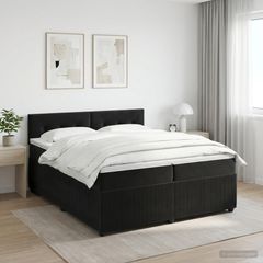 Κρεβάτι box spring με στρώμα Μαύρο 200 x 200 cm Βελούδο 3451747