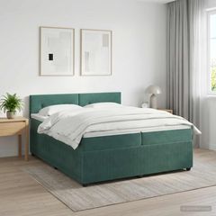 Κρεβάτι box spring με στρώμα Σκούρο Πράσινο 200 x 200 cm 3451748