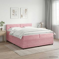 Κρεβάτι box spring με στρώμα Ροζ 200 x 200 cm Βελούδο 3451750