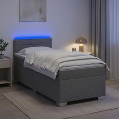 Κρεβάτι Box Spring με Στρώμα και LED Ανοιχτό γκρι 80 x 200 cm 3451805