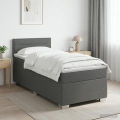 Κρεβάτι Box Spring με Στρώμα και LED Σκούρο Γκρι 80 x 200 cm 3451806