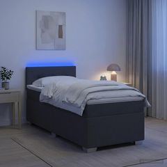 Κρεβάτι Box Spring με Στρώμα και LED Σκούρο Γκρι 80 x 200 cm 3451813