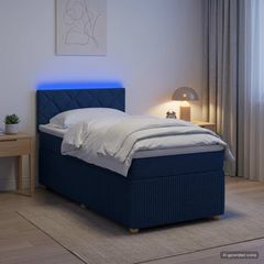 Κρεβάτι box spring με στρώμα Μπλε 90 x 190 cm Ύφασμα 3452833