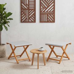 Καρέκλα Ακτίνας 2 pcs Στερεό Ξύλο Ευκαλύπτου Κρεμ 42024896