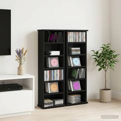 Ντουλάπα CD 2 τμχ. Μαύρη Δρυς 60 x 17 x 92 εκ. 8012749