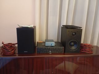 Fosi Audio V1.0G ενισχυτής 2x50W με ηχεία βιβλιοθήκης Denon SC-M41 και καλώδια
