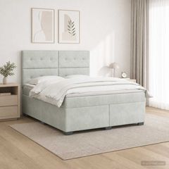 Κρεβάτι box spring με στρώμα Ανοιχτό γκρι 160 x 200 cm Βελούδο 3455138