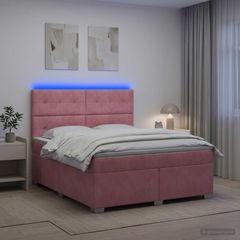 Κρεβάτι box spring με στρώμα Ροζ 160 x 200 cm Βελούδο 3455143