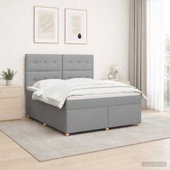 Κρεβάτι box spring με στρώμα Ανοιχτό γκρι 160 x 200 cm Ύφασμα 3455385