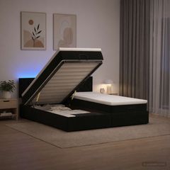 Κρεβάτι Ottoman με Στρώμα και LED Μαύρο 180 x 200 cm Βελούδο 3457352