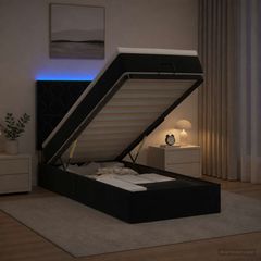 Κρεβάτι Ottoman με Στρώμα και LED Μαύρο 90 x 200 cm Βελούδο 3458351