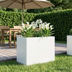 Γλάστρα Κήπου Λευκό 60 x 40 x 50 cm Ψυχρής έλασης χάλυβας 8005696