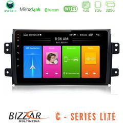 BIZZAR U-C-SZ0649 C Series Lite 4Core Android14 2+32GB Suzuki SX4 2006-2014 Fiat Sedici 2006-2014 Navigation Multimedia Tablet 9"
