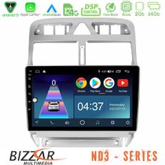 BIZZAR U-ND3-PG0655 ND3 Series 8Core Android15 2+64GB Peugeot 307 2002-2008 Navigation Multimedia Tablet 9"