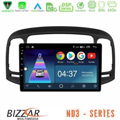 BIZZAR U-ND3-HY0711BL ND3 Series 8Core Android15 2+64GB Hyundai Accent 2006-2011 Navigation Multimedia Tablet 9"