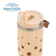 Θερμός tumbler ανοξείδωτο με καλαμάκι We Care Brown Dots 900ml-thumb-4