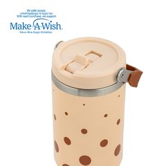 Θερμός tumbler ανοξείδωτο με καλαμάκι We Care Brown Dots 900ml-thumb-1