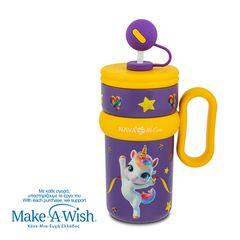Nava Θερμός Tumbler Παιδικό Ανοξείδωτο Με Πλαστικό Καλαμάκι We Care Purple Unicorn 540ml