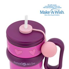 Nava Θερμός Tumbler Παιδικό Ανοξείδωτο Με Πλαστικό Καλαμάκι We Care Pink Unicorn 540ml-thumb-3