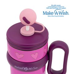 Nava Θερμός Tumbler Παιδικό Ανοξείδωτο Με Πλαστικό Καλαμάκι We Care Pink Unicorn 540ml-thumb-2