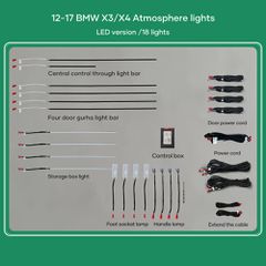 DIGITAL IQ DIQ AMBIENT BMW X3 (F25) (Digital iQ Ambient Light for BMW X3 (F25) / X4 (F26) mod. 2011-2018 with 17 Lights, 11 Colours)