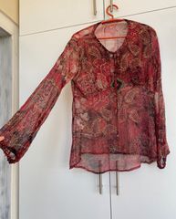 Μεταξωτή boho μπλούζα γυναικεία