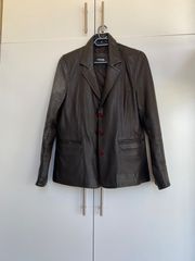 Καφέ δερμάτινο σακάκι παλτό unisex