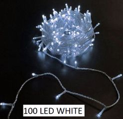 100 Χριστουγεννιάτικα φωτάκια LED σε διάφανο καλώδιο ψυχρό λευκό 17271-29 OEM kat
