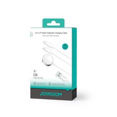 Ασύρματος φορτιστής Joyroom 3 σε 1 Καλώδιο Qi+Lightning+Lightning για iPhone και Apple Watch All Series με καλώδιο USB 1,2m, 3,5W, Λευκό (S-IW007)