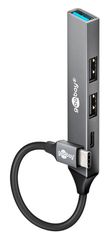 GOOBAY USB hub 74459, 4x θυρών, USB 3.2, 5Gbps, USB-C σύνδεση, γκρι