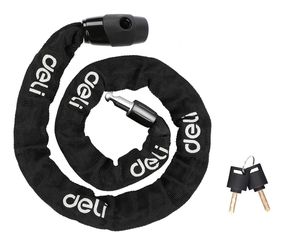DELI κλειδαριά ποδηλάτου με κλειδί DL508021, Φ4mm, 1m, μαύρη