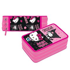 Κασετίνα Γεμάτη Τριπλή Hello Kitty με Kuromi 19,5x12,5x6cm Kuromi 119652G 50-3713